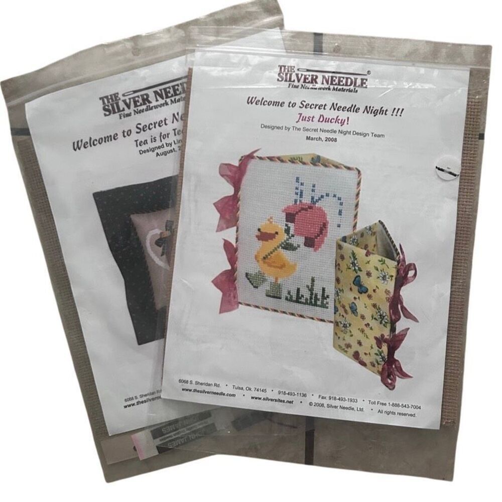 NWT The Silver Needle Fine Needle Work Set of 2 Just Ducky & Tea Is For Teacher